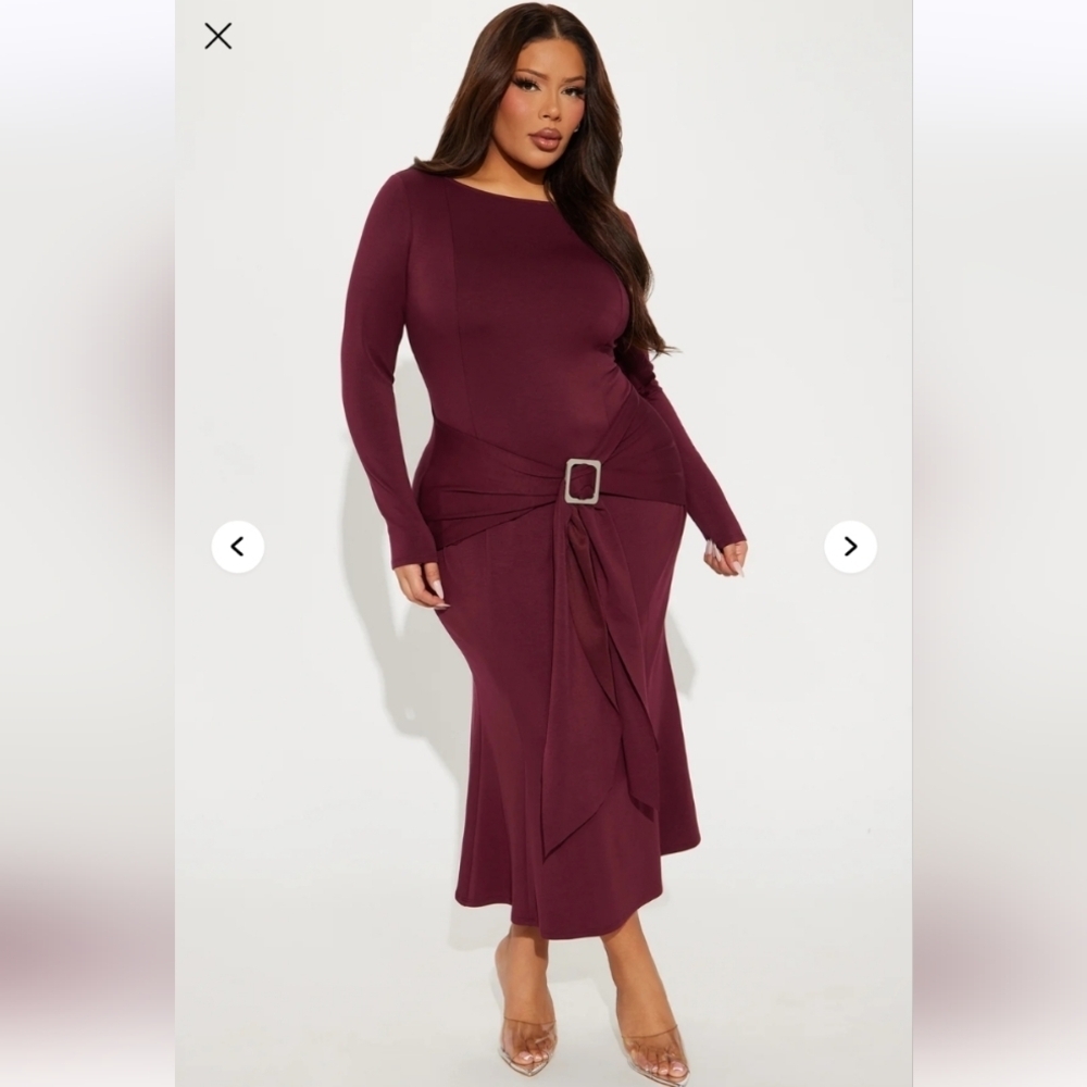 Fashion Nova Move With Grace Ponte Midi Dress - Wine Size 1X(14/16) (EUC)